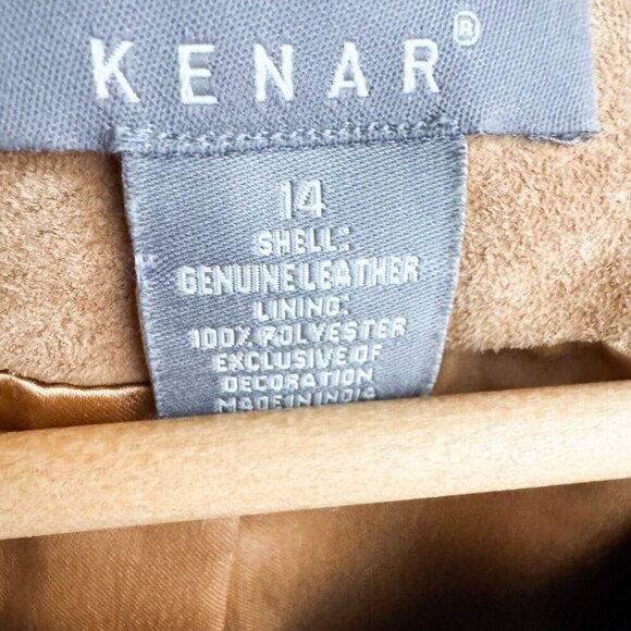 Kenar Camel Beige Suede Large Rhinestone Jacket M - Picture 8 of 9